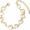 Cowlyn Cowlyn Pearl Bracelet Baroque Cultured Handmade Wind Bossimi 18K Gold Work Around Silk Adjustable Charm Fashion Valentine Delicate Vintage Jewelry For Women Girl Mom New