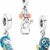 Doyafer Doyafer 925 Sterling Silver Charm Set Birthday Cake, Animals, Travel, Flowers, Rose Gold Pendant Beads Fit Women Bracelets Necklace Girls Gift 3-Piece/Package Best