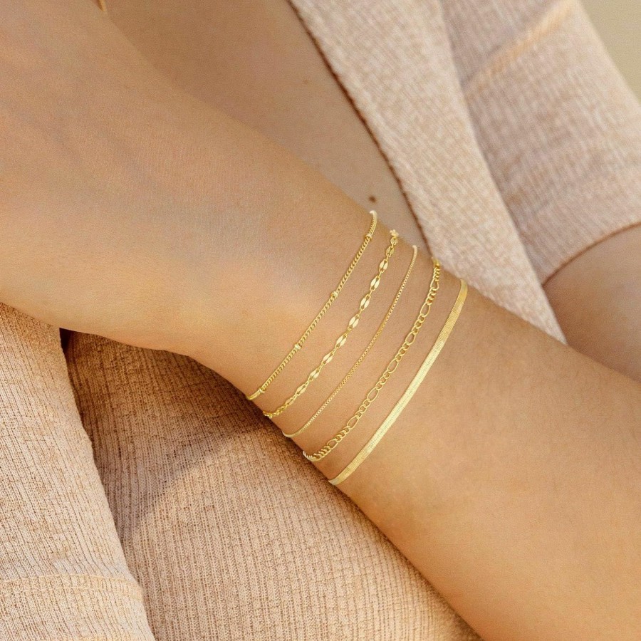 MBW Mbw Gold Bracelets For Women, 14K Dainty Gold Plated Stackable Bracelets For Women Trendy Gold Bracelet Stack Set Waterproof Chain Bracelets Paperclip Adjustable Tennis Minimalist Tiny Cute Jewelry Wholesale