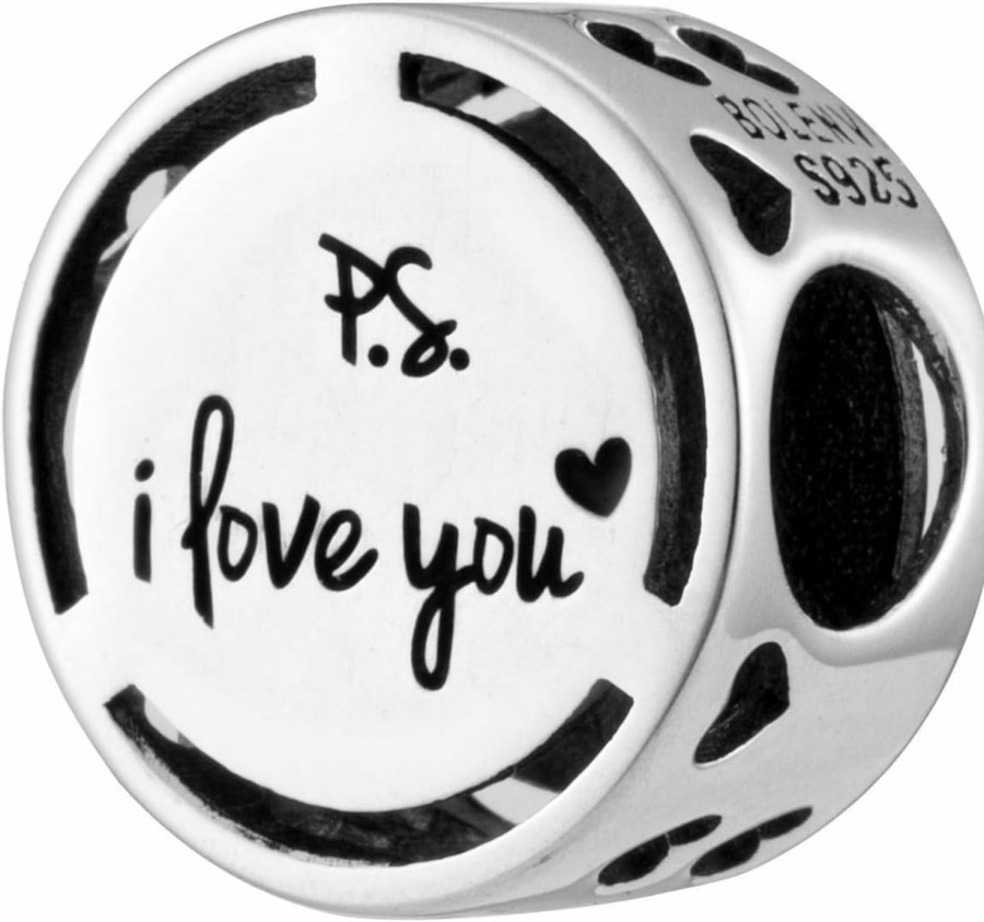 Bolenvi Inspirational Words Symbols 925 Sterling Silver Charm Bead For Pandora & Similar Charm Bracelets Or Necklaces Best