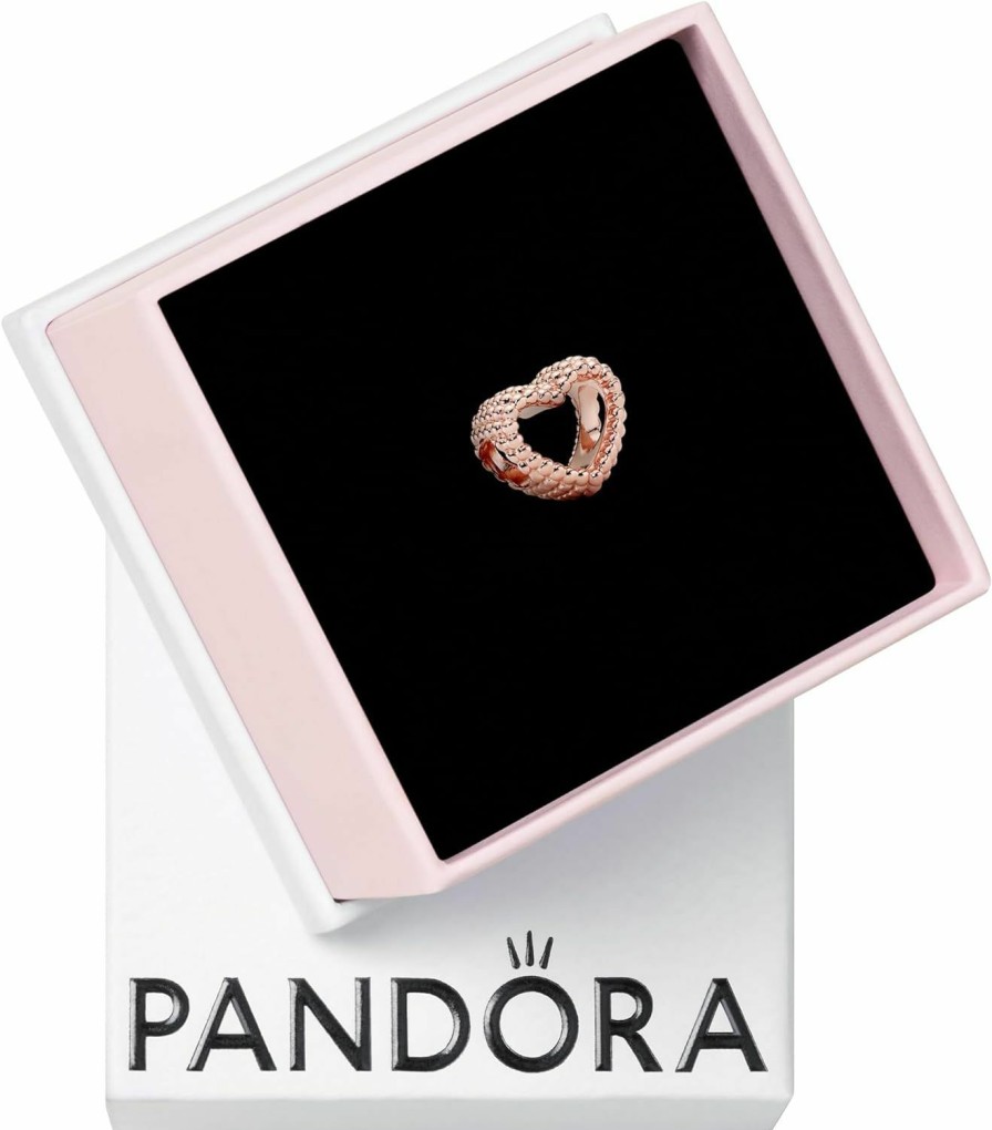 Pandora Pandora Jewelry Beaded Heart Rose Charm, With Gift Box Best