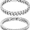 CaptainSteeL Captainsteel 2Pcs Cuban Link Chain Bracelet Set-Stainless Steel Bracelet,Gold Plating/High Poshing Bracelet For Men Women Boyfiend Lover,Fashion Jewelry Bracelet With Gift Box,7.5/8.3/9 Inches New