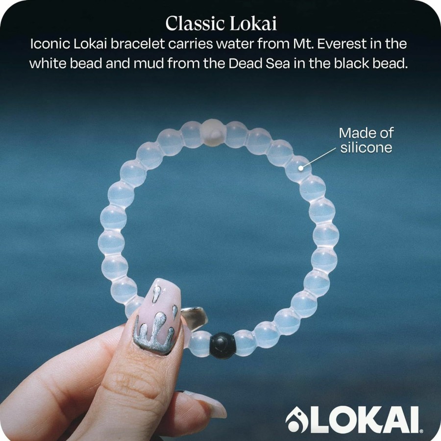 Lokai Lokai Beaded Bracelets For Women & Men, Classic Clear Style - Mental Health Awareness Bracelet Encourages Mental Wellness Slides-On For Comfortable Fit - Silicone Stretch Bead Bracelet Jewelry Online