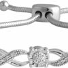 La4ve Diamonds La4Ve Diamonds 1/10-1.00 Carat Diamond Sterling Silver Adjustable X And 0 Heart Flower Design Round Link Tennis Bolo Bracelet For Women Teenagers | Fine Jewelry For Girls Her| Gift Box Included Clearance