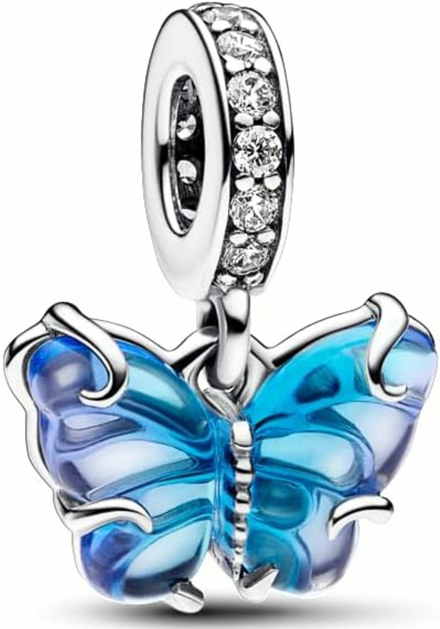 Pandora Pandora Blue Murano Glass Butterfly Dangle Charm - Bracelet Charm Moments Bracelets - Stunning Women'S Jewelry - Sterling Silver & Murano Glass With Cubic Zirconia - With Gift Box Clearance