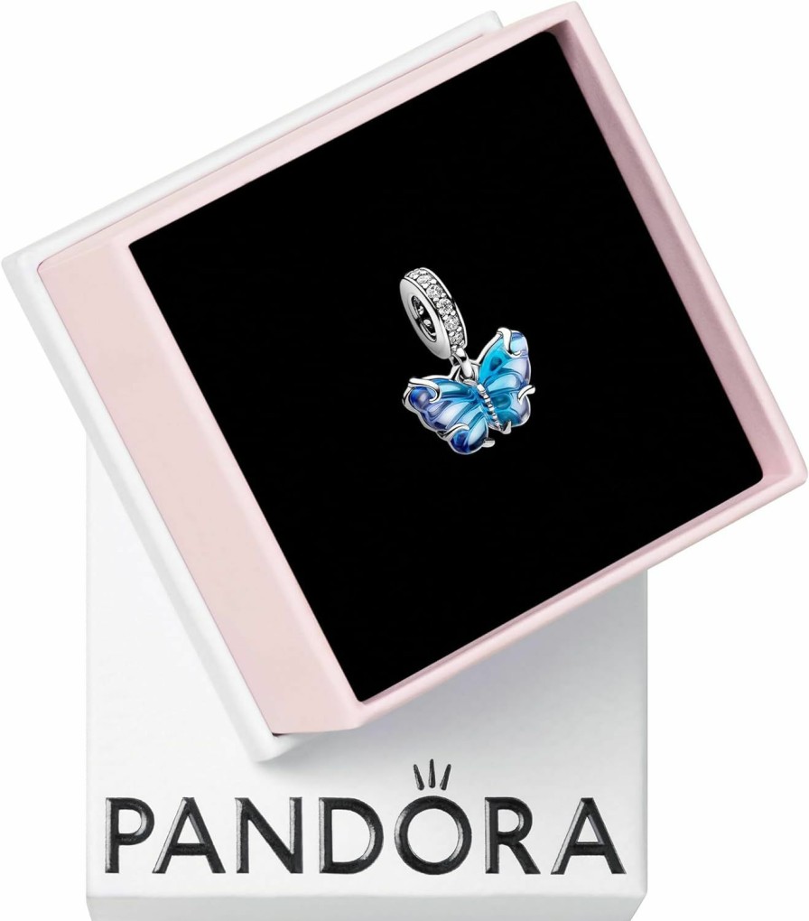 Pandora Pandora Blue Murano Glass Butterfly Dangle Charm - Bracelet Charm Moments Bracelets - Stunning Women'S Jewelry - Sterling Silver & Murano Glass With Cubic Zirconia - With Gift Box Clearance