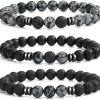 MengPa Mengpa Mens Beaded Bracelets Matte Lava Rock Volcanic Stone Beads For Women Stretch Bracelet Fashion Jewelry Clearance