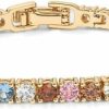 PAVOI Pavoi 14K Gold Plated 3Mm Multi Colored Cz Tennis Bracelet | Boho Cubic Zirconia Bracelet For Women | Size 6.5-7.5 Inch Clearance