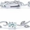 Gem Stone King Gem Stone King 925 Sterling Silver Oval Sky Blue Aquamarine And Diamond Greek Vine Tennis Bracelet For Women (4.63 Cttw, Gemstone Birthstone, 7 Inch) Hot