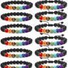 SAMOCO Samoco 1-16Pcs Men Women 8Mm Lava Rock 7 Chakras Aromatherapy Essential Oil Diffuser Bracelet Braided Rope Natural Stone Yoga Beads Bracelet Bangle Hot