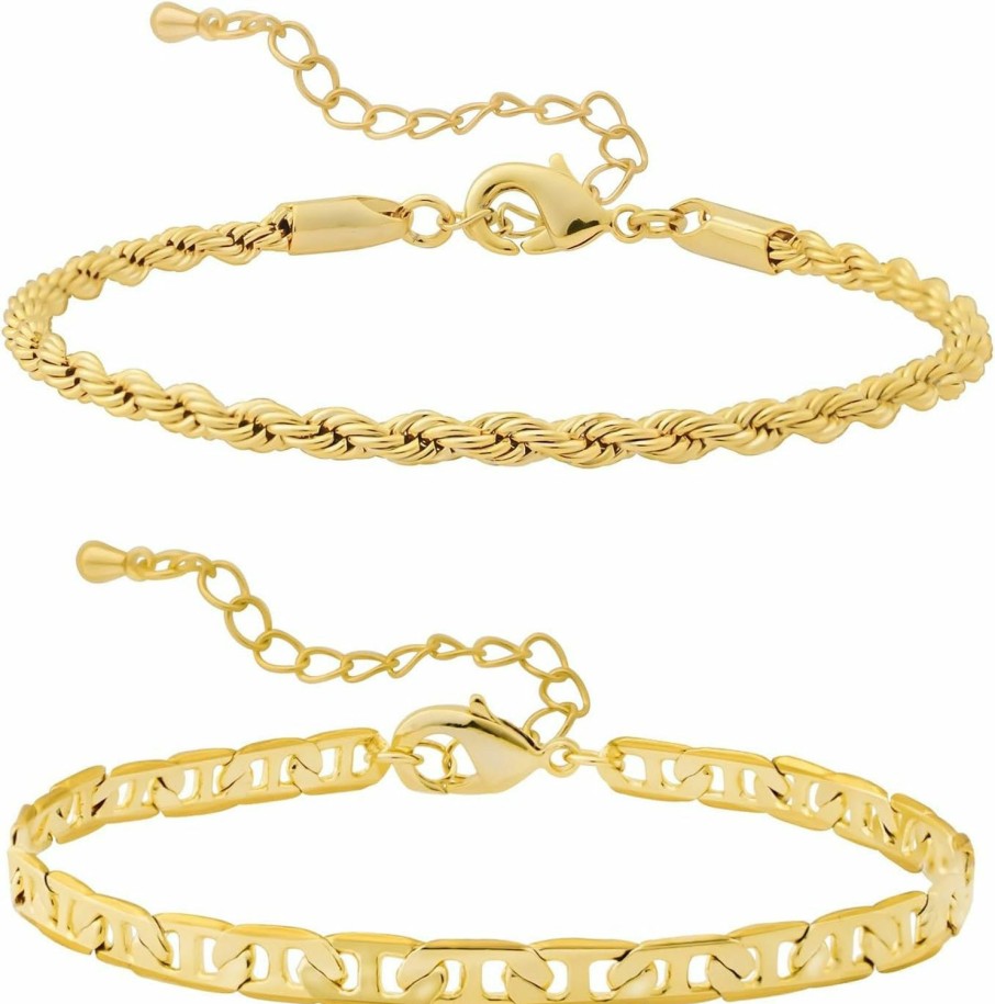 OLYNZO Olynzo Gold Bracelets For Women Trendy 14K Real Gold Plated Dainty Bracelet Stack Set Cute Stackable Beaded Tennis Snake Cuban Link Chain Bracelets For Women Adjustable Jewelry Gifts For Teen Girls Best