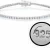 HarlemBling Harlembling Real Solid 925 Sterling Silver 2Mm Cz Tennis Bracelet - 6-8.5\" Iced Diamond One Row Bracelet - Thin & Great For Classy Everyday Look New