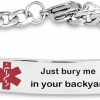 TGLS Tgls Red Medical Alert Bracelet For Women Men Emergency First Aid Health Alert Engraved Adjustable Stainless Steel Chain Bracelets Hot