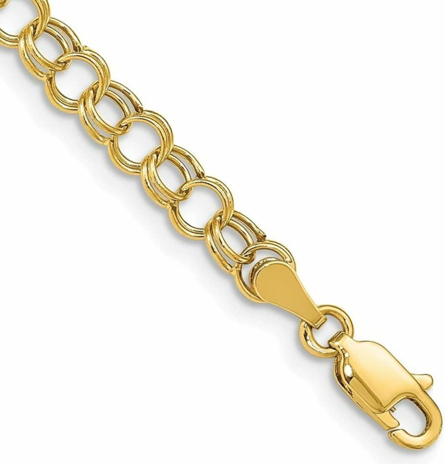 Diamond2Deal Diamond2Deal 14K Yellow Gold Hollow Double Link Charm Bracelet For Women Best