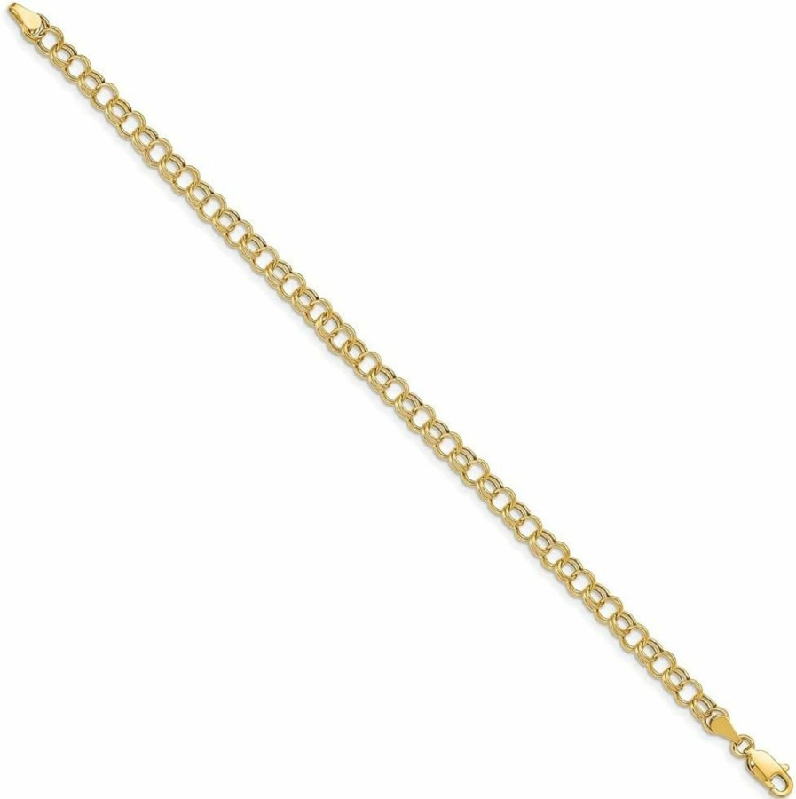 Diamond2Deal Diamond2Deal 14K Yellow Gold Hollow Double Link Charm Bracelet For Women Best