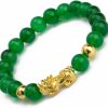 ZenBless Zenbless Fengshui Porsperity Jade Bracelet Lucky Charm Feng Shui Black Obsidian Wealth Bracelet Gift For Men Women With Gold Plated Pi Xiu Pi Yao Attract Wealth Good Luck(Green) Best