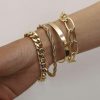 fxmimior Fxmimior Dainty Boho Gold Silver Chain Bracelets Set For Women Adjustable Fashion Beaded Chunky Flat Cable Chain Punk Bracelets Jewelry For Women Girls Gift Set Of 4 Best