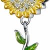 Hutou Sunflower Charm Fit Pandora Charms Bracelet And Necklace You Are My Sunshine Charm Gifts For Women Sparkling Aaa Zircon Paved New