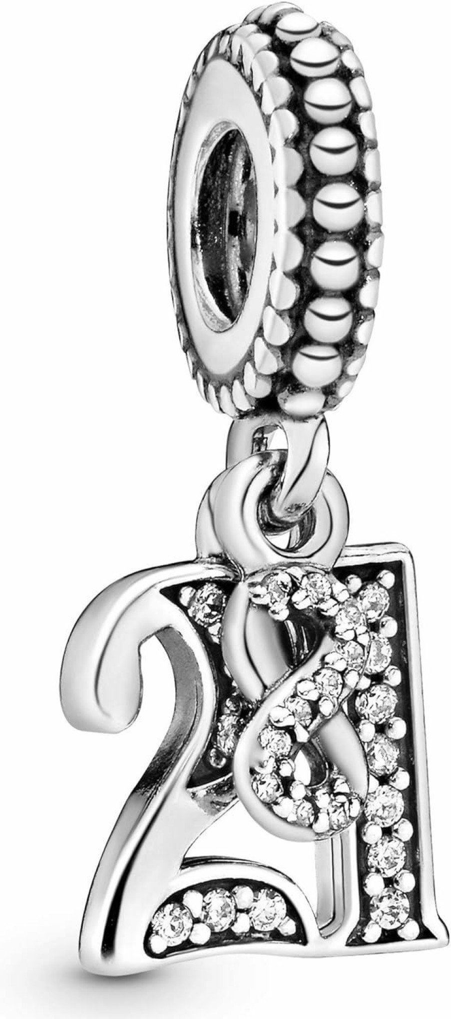 Pandora Pandora Jewelry 21 Years Of Love Cubic Zirconia Charm In Sterling Silver, With Gift Box New