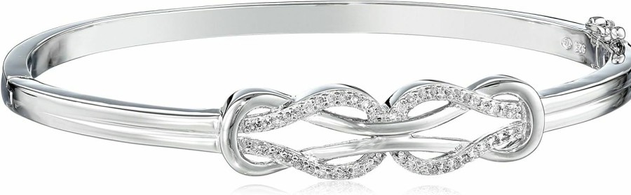 Amazon Essentials Amazon Essentials Sterling Silver Diamond Double Knot Bangle Bracelet (1/4 Cttw, J Color, I3 Clarity) (Previously Amazon Collection) Best