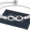 J.Fee J.Fee Infinity Bracelet, S925 Silver Bracelet With 5A Cubic Zirconia Heart Silver Bracelets For Women Adjustable Bracelet For Women Bracelets Womens Bracelet Women Gifts For Women Mom Girls New