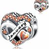 dazlily Dazlily Birthstone Charms 925 Sterling Silver Love Heart Charms, Happy Birthday Charms For Bracelet Necklace Valentine'S Day Mother'S Day Jewelry Gifts For Women Girls Hot