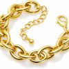 LANE WOODS Gold Bracelets For Women - Lane Woods 14K Gold Plated Chunky Thick Large Link Chain Bracelet Online