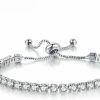 Tatibana Tatibana Silver Bracele, Tennis Bracelets For Women White Gold Plated Diamond Classic Adjustable Slider Bracelet Silver Fashion Jewelry Wedding Gift For Women Gifts,Women Girls,Gifts Online