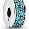 Pandora Pandora Shining Elegance Clip Charm, Sterling Silver, Teal Cubic Zirconia, One Size Online