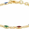 Barzel Barzel 18K Gold Plated Multicolor Crystal Bracelet - Made In Brazil New