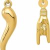 FindingKing 14K Yellow Gold Italian Horn & Good Luck Hand/Sign Language Charms Kit 2 Pcs Hot