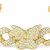 KissYan Kissyan Gold Cuff Bangle Bracelets For Women, 14K Gold Plated Adjustable Open Cuff Bracelet Flat Hollow Butterfly Cubic Zirconia Jewelry Gift For Women Wholesale