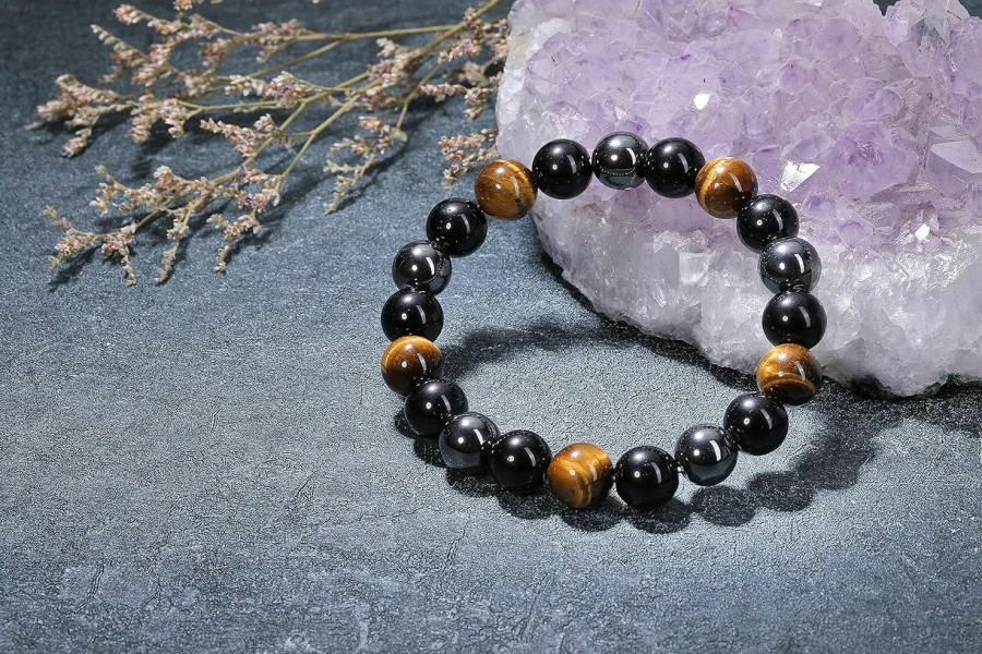 Jovivi Jovivi Hematite Black Obsidian Tiger Eye Stone Bracelets For Men Women 10Mm Natural Round Gemstone Beads Beaded Healing Crystal Bracelet For Protection, Good Luck Online