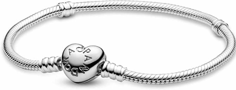 Sunargi Heart Clasp Snake Chain Pandora Jewelry Moments Charm Bracelet In Silver For Women 19 Cm Hot