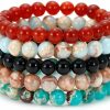 BOMAIL Bomail 5Pcs Semi-Precious Gemstone Bracelet - Healing Crystal Stone Beaded Bracelets For Women Men 8Mm Round Beaded Stretch Bracelets Uni Stress Relief Yoga Bracelets Gifts New