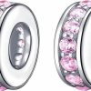 SOUKISS 925 Sterling Silver Spacer Charm Bead With Clear Cz For Pandora Charms Bracelets New