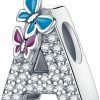 MICOO S925 Sterling Silver A~Z Letters Charms With 5A Cubic Zircon Stones, Butterfly Alphabet Beads Fit Pandora European Bracelets Gift Options Online