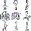 awaFanee Awafanee 9Pcs European Charm Plated Silver Beads Fit Bracelets Cubic Zirconia Bangle Snake Chains Necklace Hot