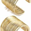 FIRAZIO Firazio 2-8 Pcs Cuff Bangle Bracelet For Women Open Wide Wire Bracelets Gold Wrist Cuff Wrap Bracelet Adjustable Hot