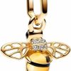 Pandora Pandora Sparkling Bee Dangle Charm - Compatible Me & Moments Jewelry - 14K Gold & Enamel With Clear Cubic Zirconia & Crystal - With Gift Box Wholesale