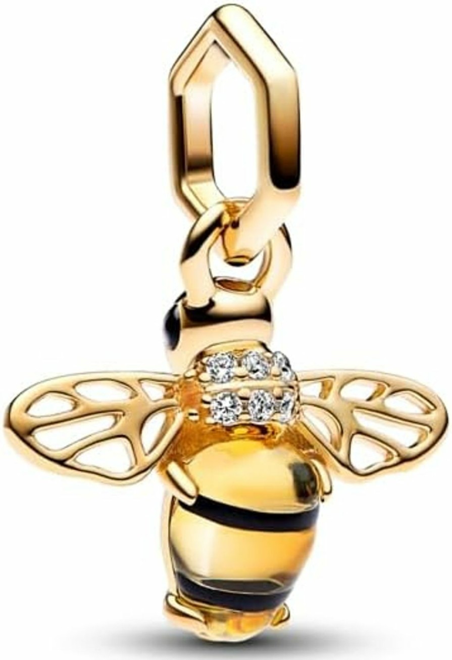 Pandora Pandora Sparkling Bee Dangle Charm - Compatible Me & Moments Jewelry - 14K Gold & Enamel With Clear Cubic Zirconia & Crystal - With Gift Box Wholesale