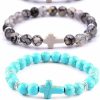 Softones Softones 4Pcs Cross Beads Bracelet For Men Women 8Mm Healing Lava Stone Stretch Bracelets,7.5\" … Hot