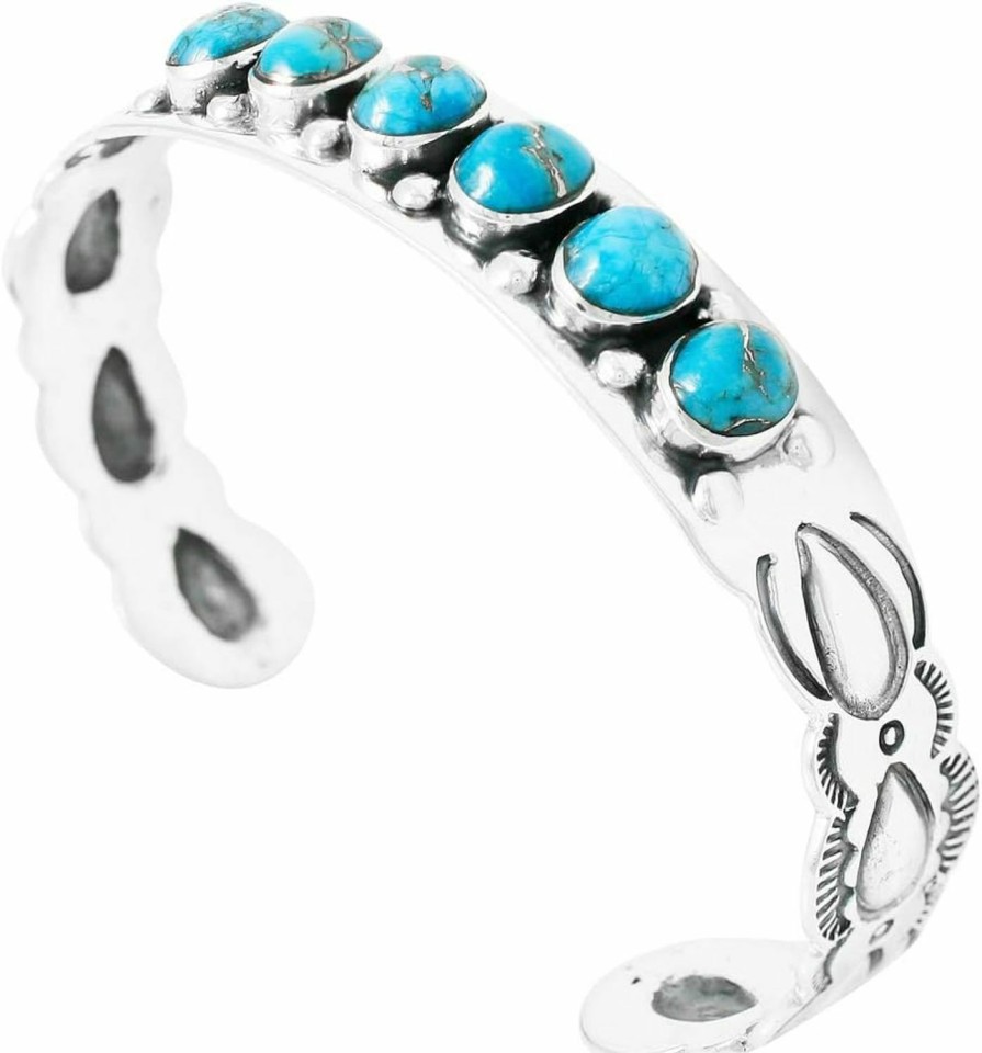 Turquoise Network Turquoise Bracelet Sterling Silver 925 Genuine Turquoise Gemstones Cuff Bracelet Best