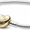 Sunargi Heart Clasp Snake Chain Pandora Jewelry Moments Charm Bracelet Silver For Women 19 Cm Best