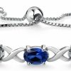 Gem Stone King Gem Stone King 925 Sterling Silver Blue Created Sapphire Bracelet For Women (5.00 Cttw, Oval 7X5Mm, Fully Adjustable Up To 9 Inches) Wholesale