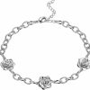 beautlace Beautlace Rose Adjustable Bracelets Silver/Black Gun Plated Rose Link Flower Bangle Elegant Jewelry Gifts For Women New