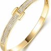 Barzel Barzel 18K Gold Plated Crystal Belt Bangle For Women (Gold) Online