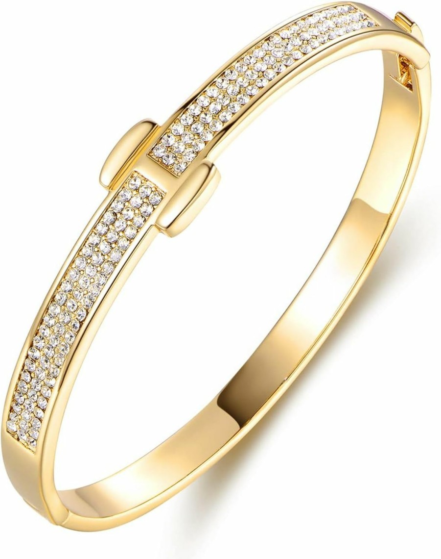 Barzel Barzel 18K Gold Plated Crystal Belt Bangle For Women (Gold) Online