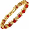 RIZILIA Rizilia Blossom Tennis Bracelet & Round Cut Cz [6 Colors Available] In Yellow Gold Plated, 7\" Wholesale