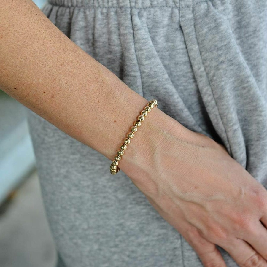 Anela Anela 14Kt Gold Filled Bracelet, 5Mm Beads, Stretch And Stackable, Hand Made In Usa Hot